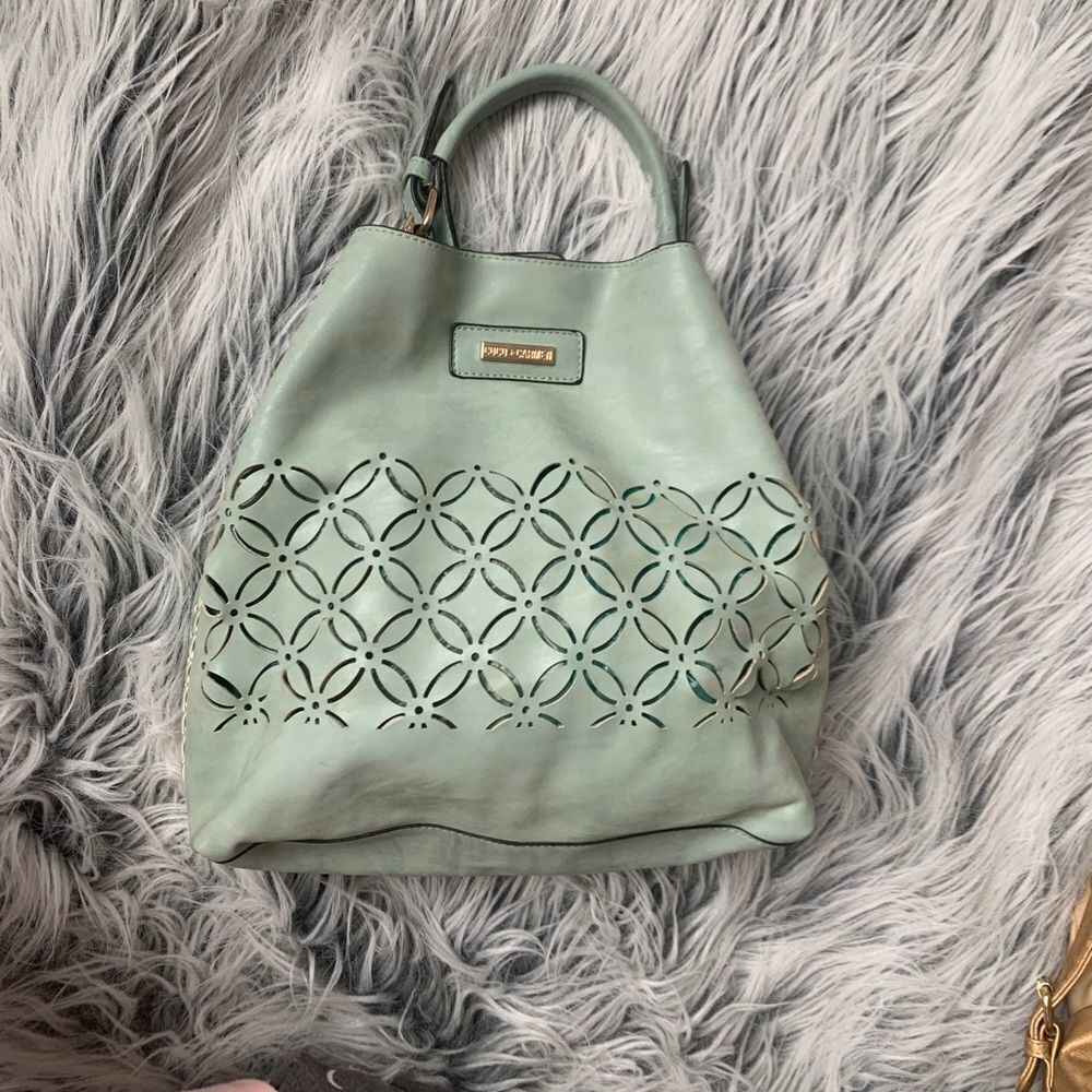 Coco + Carmen Beautiful Laser‎ Cut Mint Shoulder Bag Size M